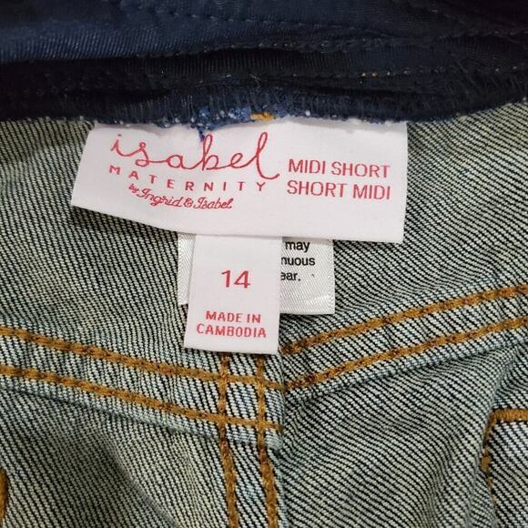 Isabel Maternity Shorts Womens Size 14 Blue Denim Midi Short Stretch Medium Wash - Picture 7 of 10